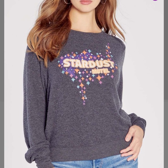 Wildfox charcoal gray graphic Stardust Motel sweatshirt. SZ.XL. NWT - Picture 2 of 8